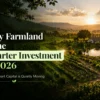 Managed farmland landscape at sunrise with ‘why farmland Is the smarter investment in 2026 text.