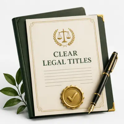 Verified legal title documents for secure farmland ownership