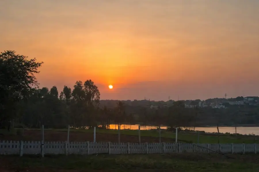 Evening sunset view across Lakeview Farms with open landscapes and clear skies